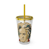 Beethoven Design 02 on Tumbler with Straw - 16oz, Perfect for Music Lovers