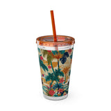 Sunsplash Tropical Piano Design 01 on Tumbler with Straw - 16oz, Perfect for Music Lovers