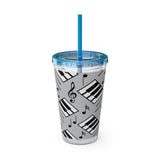 Piano Keys Design 04 on Tumbler with Straw - 16oz, Perfect for Music Lovers
