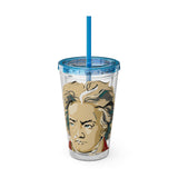 Beethoven Design 02 on Tumbler with Straw - 16oz, Perfect for Music Lovers