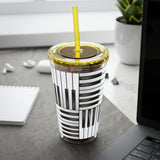 Piano Keys Design 01 on Tumbler with Straw - 16oz, Perfect for Music Lovers