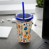 Sunsplash Musical Instruments Design 01 on Tumbler with Straw - 16oz, Perfect for Music Lovers