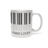 Piano Lover Metallic Mug (Silver / Gold) 11 oz beautiful piano keyboard design