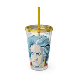 Beethoven Design 01 on Tumbler with Straw - 16oz, Perfect for Music Lovers