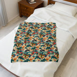Tropical Piano Design on Velveteen Plush Blanket for Music Lovers