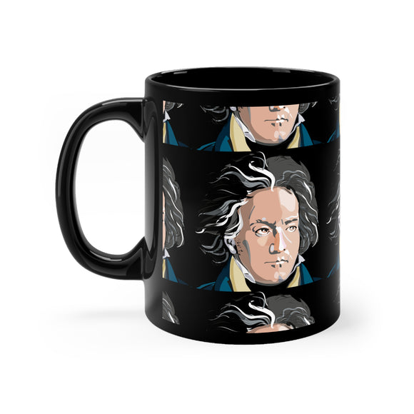 Beethoven Pattern 7 on Black mug 11oz