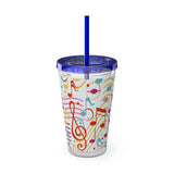 Music Notes Design 01 on Tumbler with Straw - 16oz, Perfect for Music Lovers