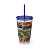 Sunsplash Musical Instruments Design 02 on Tumbler with Straw - 16oz, Perfect for Music Lovers