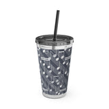 Music Notes Design 03 on Tumbler with Straw - 16oz, Perfect for Music Lovers