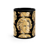 Beethoven Pattern 2 on Black mug 11oz