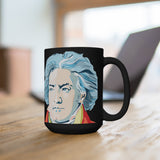 Beethoven Image on Black Mug 15oz