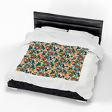 Tropical Piano Design on Velveteen Plush Blanket for Music Lovers