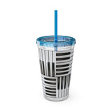 Piano Keys Design 01 on Tumbler with Straw - 16oz, Perfect for Music Lovers