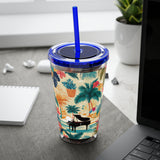 Sunsplash Tropical Piano Design 01 on Tumbler with Straw - 16oz, Perfect for Music Lovers
