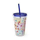 Music Notes Design 01 on Tumbler with Straw - 16oz, Perfect for Music Lovers