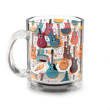 Musical Instruments Design 03 on Glass Mug - 10oz Coffee Cup for Music Lovers