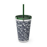 Music Notes Design 03 on Tumbler with Straw - 16oz, Perfect for Music Lovers