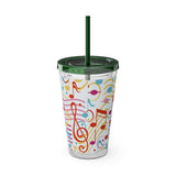 Music Notes Design 01 on Tumbler with Straw - 16oz, Perfect for Music Lovers