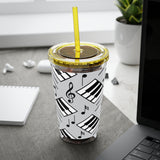 Piano Keys Design 04 on Tumbler with Straw - 16oz, Perfect for Music Lovers