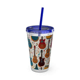 Sunsplash Musical Instruments Design 03 on Tumbler with Straw - 16oz, Perfect for Music Lovers
