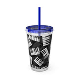 Piano Keys Design 03 on Tumbler with Straw - 16oz, Perfect for Music Lovers