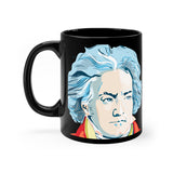 Beethoven Image on Black mug 11oz