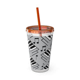 Piano Keys Design 04 on Tumbler with Straw - 16oz, Perfect for Music Lovers