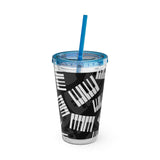 Piano Keys Design 03 on Tumbler with Straw - 16oz, Perfect for Music Lovers