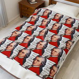 Mozart and Manuscript Design on Velveteen Plush Blanket for Music Lovers