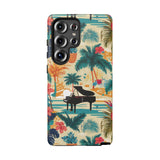 Tropical Piano Samsung Galaxy Phone Case - Floral Design for Music Lovers