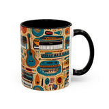 Musical Instruments Design 02 on Accent Coffee Mug - Beautiful Design for Music Lovers