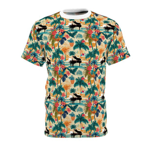 Tropical Piano Graphic Unisex Tee for Music Lovers