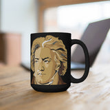 Beethoven Image 2 on Black Mug 15oz