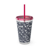 Music Notes Design 03 on Tumbler with Straw - 16oz, Perfect for Music Lovers