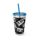 Piano Keys Design 03 on Tumbler with Straw - 16oz, Perfect for Music Lovers