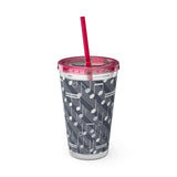 Music Notes Design 03 on Tumbler with Straw - 16oz, Perfect for Music Lovers