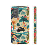 Tropical Piano Samsung Galaxy Phone Case - Floral Design for Music Lovers