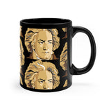 Beethoven Pattern 2 on Black mug 11oz