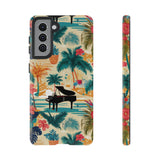 Tropical Piano Samsung Galaxy Phone Case - Floral Design for Music Lovers