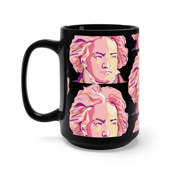 Beethoven Pattern 6 on Black Mug 15oz