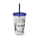Mozart Sketch Design on Tumbler with Straw - 16oz, Perfect for Music Lovers