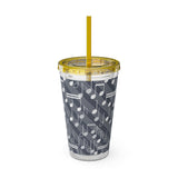 Music Notes Design 03 on Tumbler with Straw - 16oz, Perfect for Music Lovers