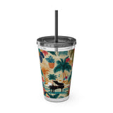 Sunsplash Tropical Piano Design 01 on Tumbler with Straw - 16oz, Perfect for Music Lovers