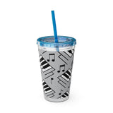 Piano Keys Design 04 on Tumbler with Straw - 16oz, Perfect for Music Lovers