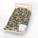 Tropical Piano Design on Velveteen Plush Blanket for Music Lovers