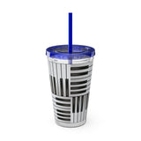 Piano Keys Design 01 on Tumbler with Straw - 16oz, Perfect for Music Lovers