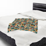 Tropical Piano Design on Velveteen Plush Blanket for Music Lovers