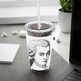 Mozart Sketch Design on Tumbler with Straw - 16oz, Perfect for Music Lovers