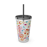 Music Notes Design 01 on Tumbler with Straw - 16oz, Perfect for Music Lovers