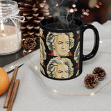 Beethoven Pattern 3 on Black mug 11oz